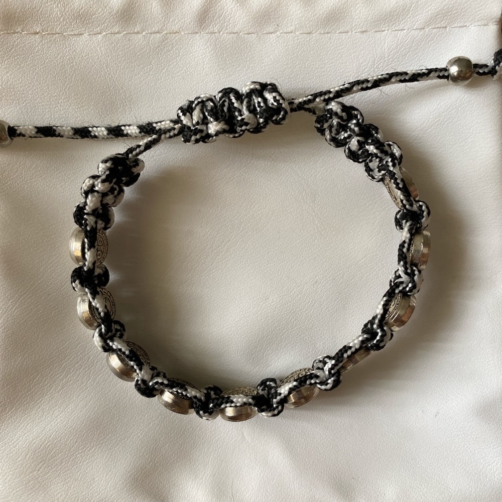black and white woven bracelet
